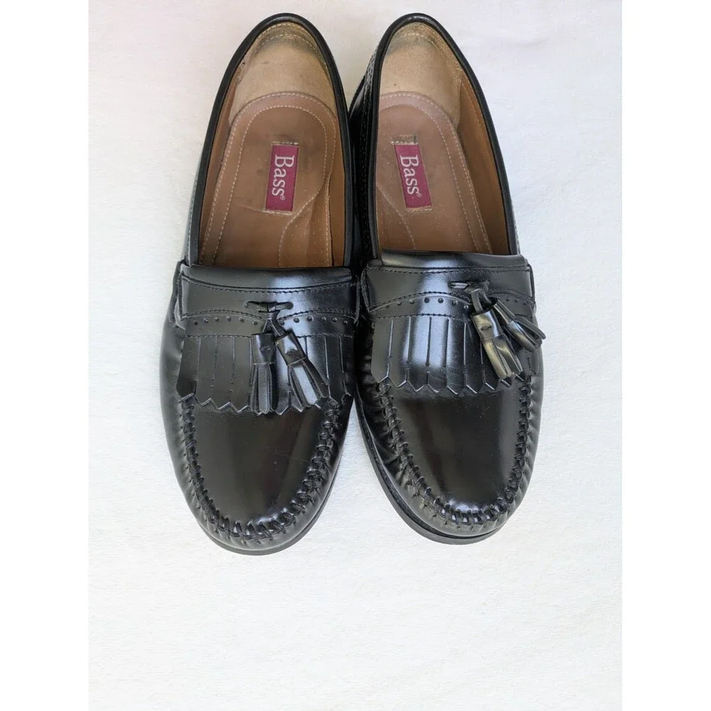 Bass Weejun Slip-On Black Tassel Men's Dress Shoes Size 8.5 EE